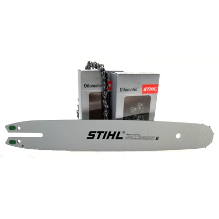 35 cm original STIHL Schwert  + 2 Ketten passend für STIHL 3/8 1,3 50TG